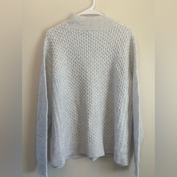NWT Vineyard Vines Aran Stitch Mock Neck Sweater XL Heather Gray Wool Cashmere - Picture 6 of 8